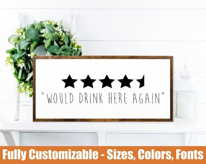 5-Star Bar Wood Sign | Humorous Kitchen or Home Bar Decor