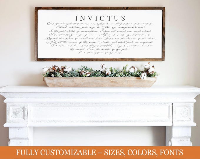 Invictus Poem Wooden Sign, Inspirational wall decor