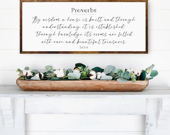 By Wisdom a House Is Built, Christian Farmhouse Sign