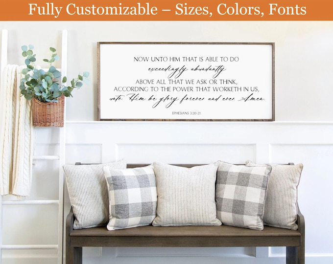 Ephesians 3:20-21 Wood Sign | Inspirational Christian Home Decor