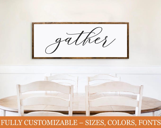 Gather Wood Sign – Farmhouse Dining Room Wall Decor