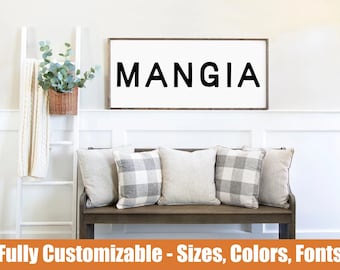 Mangia Kitchen Wall Decor, Rustic farmhouse sign
