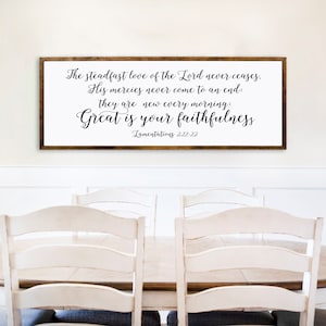 Lamentations 3:22–23 Sign – Christian Wall Decor, Steadfast Love Bible Verse Art