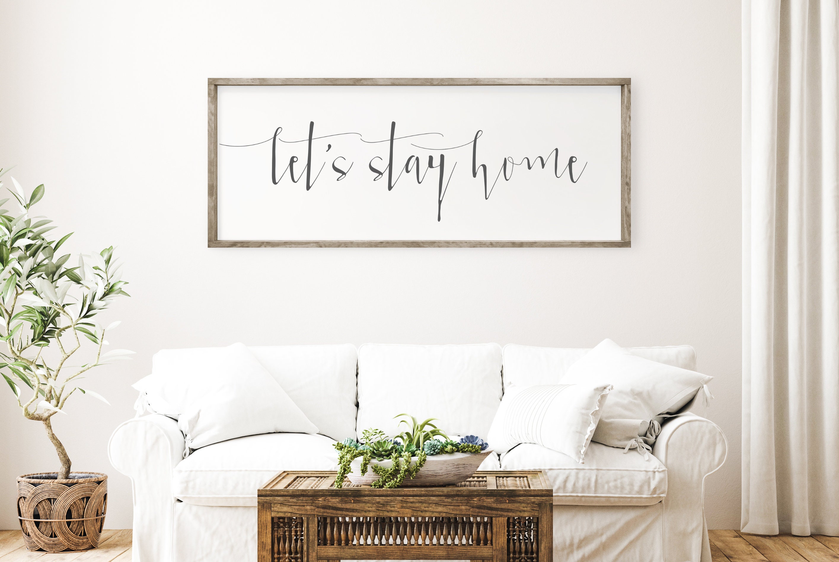 Lets Stay Home Sign Living Room Wall Decor Lets Stay Home | Etsy