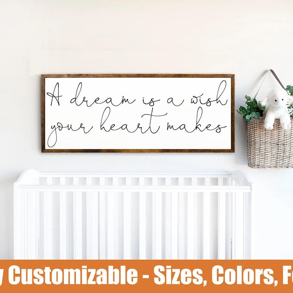 Un sueño es un deseo, letrero de madera caprichoso