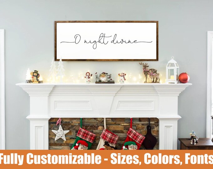 O night divine, rustic farmhouse holiday sign