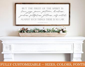 Fruit of the Spirit Sign – Galatians 5:22-23 – Christian Farmhouse Wall Decor