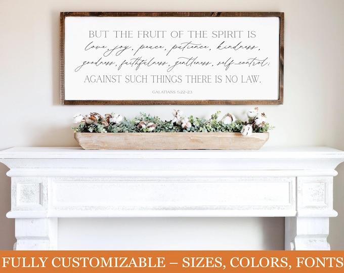 Fruit of the Spirit Sign – Galatians 5:22-23 – Christian Farmhouse Wall Decor
