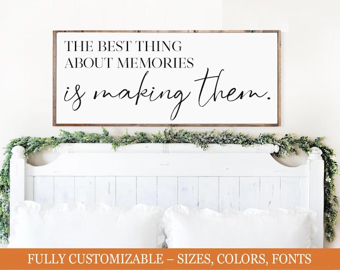 Farmhouse Memories Wood Sign, Rustic Bedroom Decor