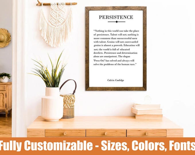 Persistence Quote, Press On, Inspirational Motivational Quote, Book Page Art Sign, Encouraging Words, Office Decor, New Job Gift Wall Decor