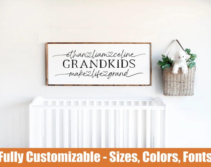 Personalized Grandkids Make Life Grand Sign | Custom Family Names Decor
