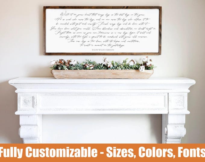 Ralph Waldo Emerson Quote Sign | “Write It on Your Heart” Inspirational Decor