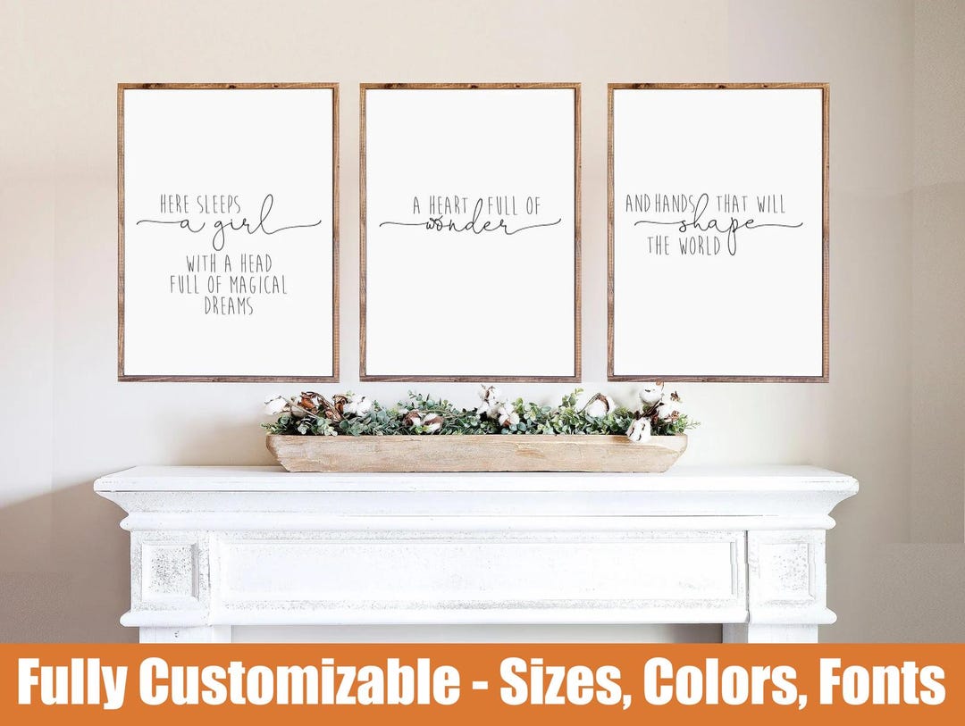 Here Sleeps A Girl - Nursery Wall Art Playroom Decor - Playroom Wall ...