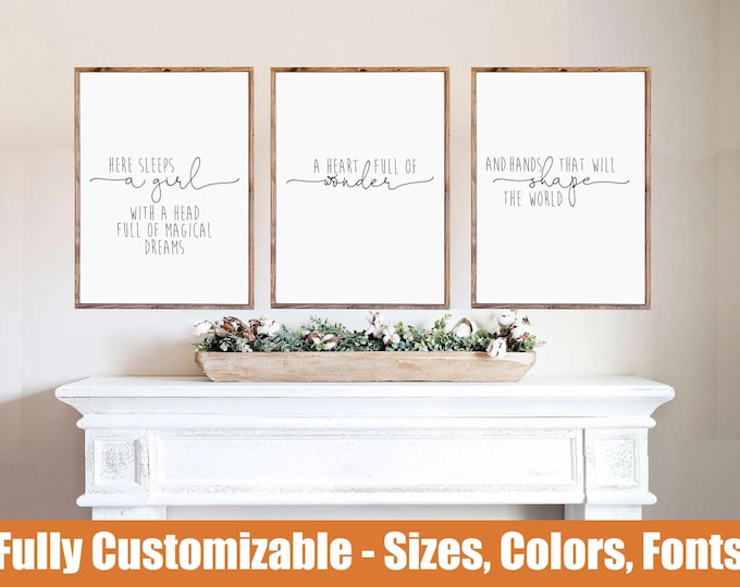 Here Sleeps A Girl Sign – Nursery Wall Decor, Handmade