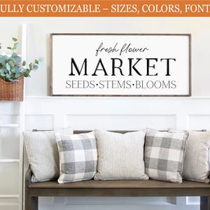 Fresh Flower Market Wood Sign | Farmhouse Floral Decor for Garden & Home
