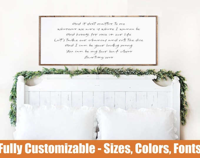 Starting Over Wood Sign, Master Bedroom Sign, Above Bed Wall Decor, Wedding Gift, Country Song Lyrics, Bedroom Wall Art, Anniversary Gift