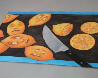 Lemons Gouache Painting Print