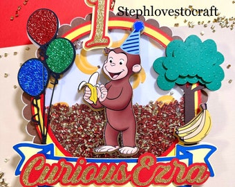 CURIOUS GEORGE Cake Topper Train Set Birthday Party Cake Decoration ...