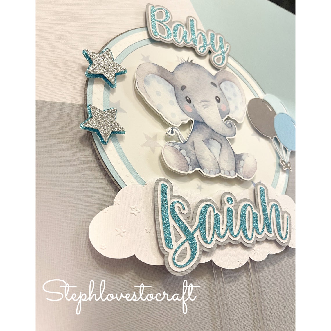 Baby Elephant Cake Topper Baby Shower Cake Topper Elephant Etsy