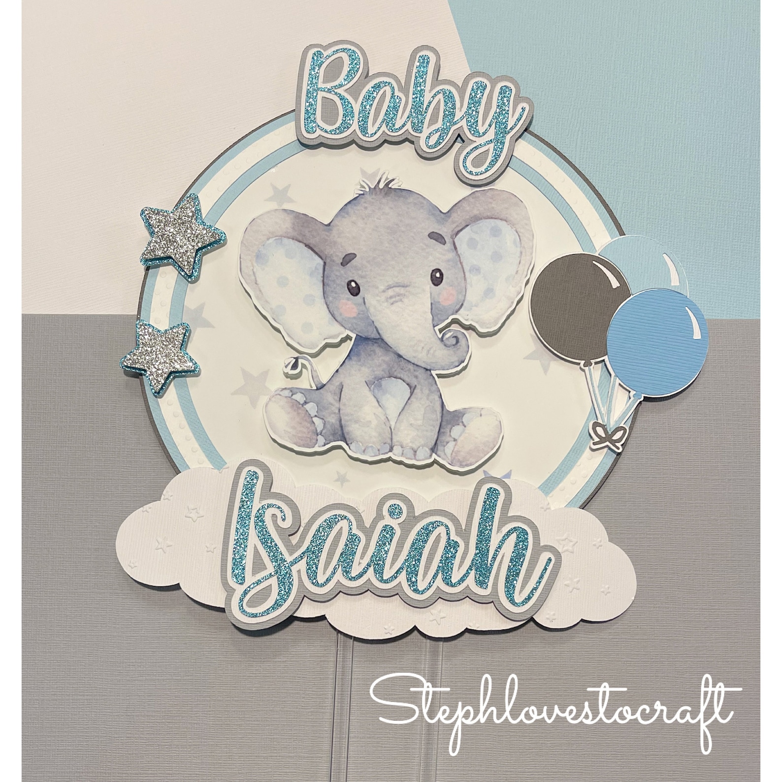 Baby Elephant Cake Topper Baby Shower Cake Topper Elephant Etsy