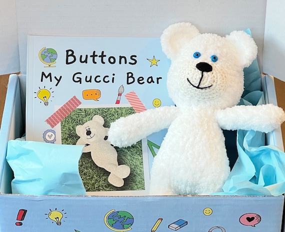 Book & Plush Gift Set: Limited Edition Buttons My Gucci Bear 