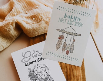 Boho Baby’s 1st ABC Book, Alphabet Book Perfect for Boho Baby Shower Activity, Baby Shower ABC Book