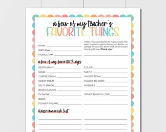 All About the Teacher Printable With Classroom Wishlist Teacher All About the Teacher Printable With Classroom Wishlist Teacher
