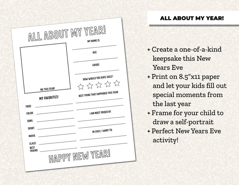 Kids Year in Review Activity Printable Time Capsule for Kids - Etsy