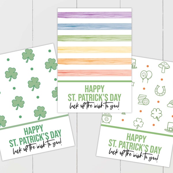 St Patricks Day Mini Cookie Card, Printable Mini Cookie Card for Shamrock Cookies, "Luck of the Irish" Printable Cookie Card for Download