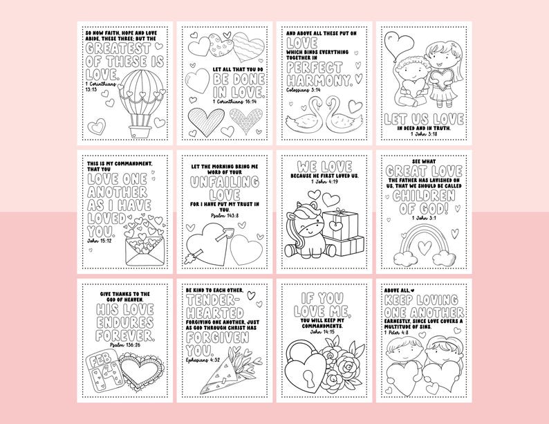 Valentines Day Bible Verse Coloring Pages, Kids Printable Coloring ...
