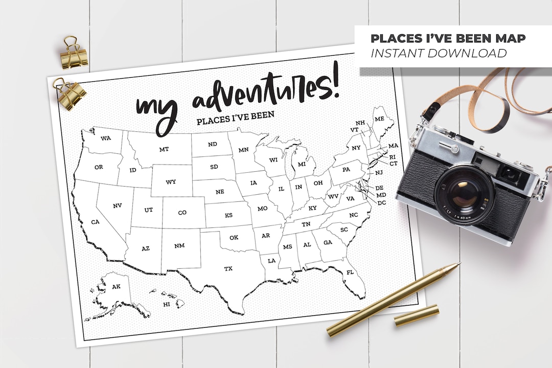 Places I've Been Map, United States Map, States I’ve Visited, My