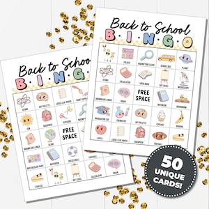 Groovy Back to School Bingo Printable, School Themed Bingo Cards, Bingo Game for Kids, Classroom Bingo Cards Printable, Retro Back to School