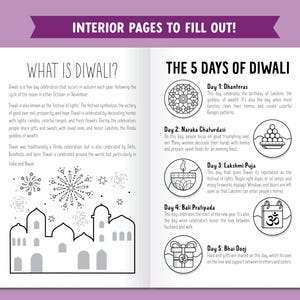 Alles über Diwali – Druckbares Buch, perfekte Diwali-Aktivität für Kinder, tolle Ergänzung zur Diwali-Dekoration, Diwali-Geschenk für Kinder Bild 3