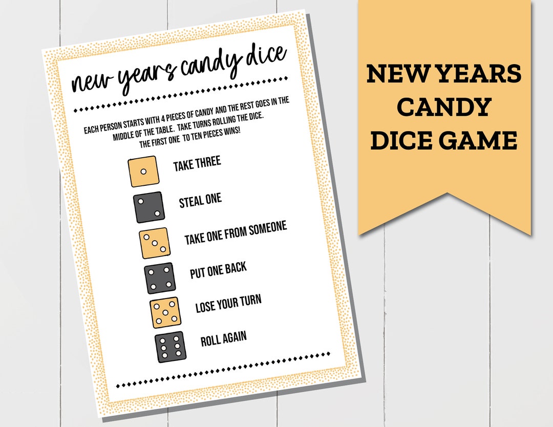 New Years Candy Dice Game Fun News Years Game Kids Noon
