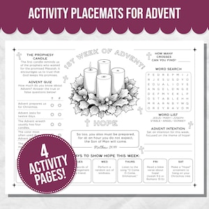 Coloriage de l'Avent, napperon, activité de Noël pour enfants, couronne de l'Avent, Avent pour enfants