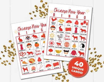 Chinese New Year BINGO Game, Printable Game for Classroom Activity, Lunar New Year Bingo Game for Kids, Bingo Cards for Chinese New Year