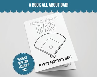 All About Dad Printable Book for Father's Day, Perfect Father's Day Activity for Kids, Printable Baseball Gifts for Dad, All Star Dad