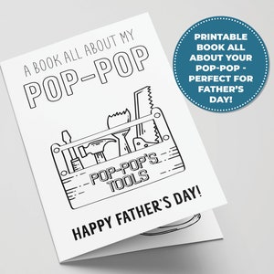 Tout savoir sur le livre Pop-Pop imprimable pour la fête des pères, l'activité parfaite pour la fête des pères pour les enfants, les cadeaux à imprimer pour grand-père, la carte à colorier