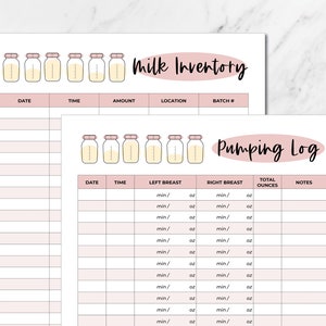 Breast Pumping Tracker with Breastmilk Inventory Log for Instant Download, Frozen Milk Log Printable