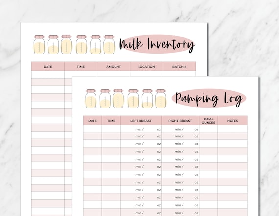 Breast Pumping Tracker With Breastmilk Inventory Log for - Etsy