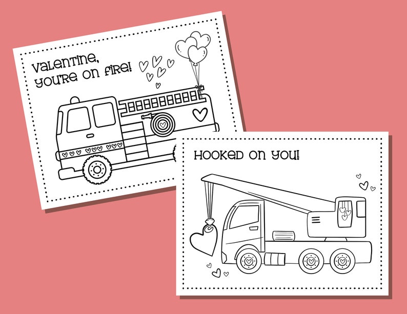 Construction Truck Coloring Pages for Valentines Day, Valentine's Day ...