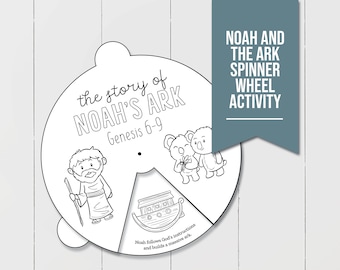 Noahs Ark Coloring Wheel, Printable Bible Activity, Kids Bible Lesson ...
