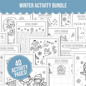 Winter druckbare Aktivität Bundle mit Malseiten, Wortsuche, Wortsuche, Spiele, Labyrinth Aktivität und mehr! Winter-Kinder-Aktivitäten