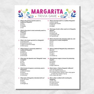 Jogo de curiosidades Margarita para Cinco de Mayo, Jogo de curiosidades divertido para a noite das mulheres, Jogo de festa de Cinco de Mayo, Noite de curiosidades, Quiz de Cinco de Mayo