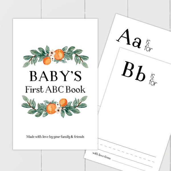 Little Cutie Baby Shower ABC Book, 1st ABC Book Activity, First Alphabet Book, Printable Baby Shower Game, Clementine Design