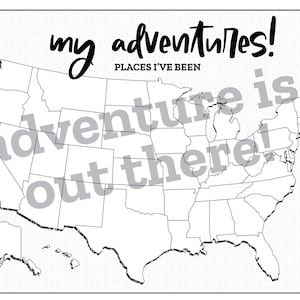 Places I've Been Map, United States Map, States I’ve Visited, My Adventures Map, Road Trip Map, Printable Map Tracker image 5