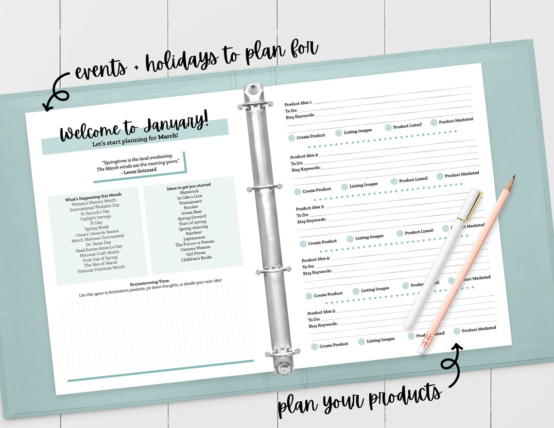 Etsy Seasonal Planner Etsy Shop Planner Printable Planner Etsy