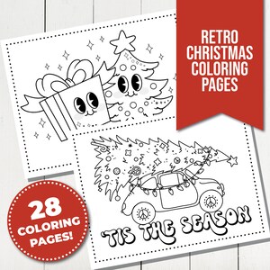 Retro Christmas Coloring Pages for Kids - 28 Groovy and Festive Coloring Sheet Bundle