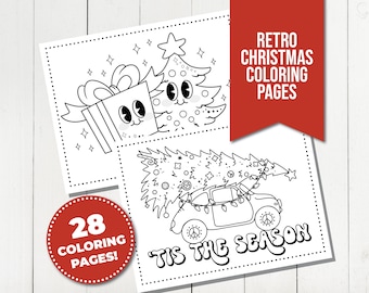 Retro Christmas Coloring Pages for Kids - 28 Groovy and Festive Coloring Sheet Bundle