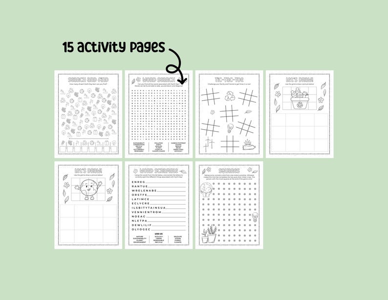 Earth Day Printable Activity Bundle with Coloring Pages, Word Search, Word Scramble, Games & Maze Activities! Earth Day Kids Activities image 3